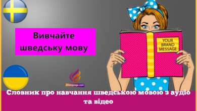 Словник про навчання шведською мовою з аудіо та відео