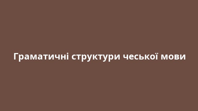 Граматичні структури чеської мови