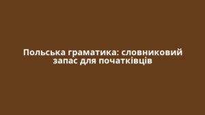 Польська граматика: словниковий запас для початківців