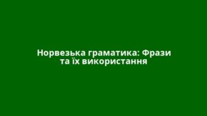 Норвезька граматика: Фрази та їх використання