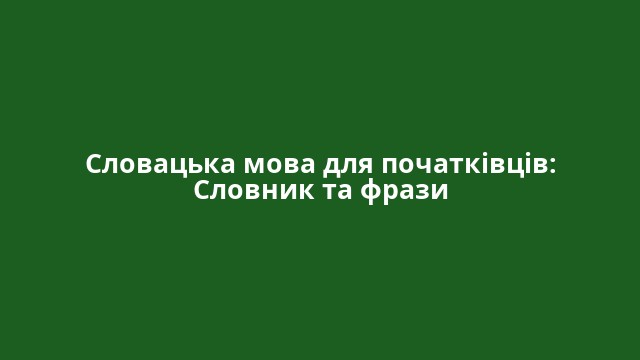 Словацька мова для початківців: Словник та фрази
