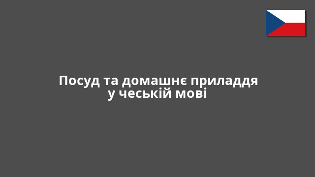 Посуд та домашнє приладдя у чеській мові