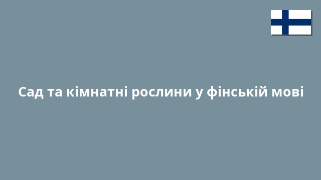 Сад та кімнатні рослини у фінській мові