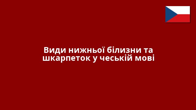 Види нижньої білизни та шкарпеток у чеській мові