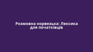 Розмовна норвезька: Лексика для початківців