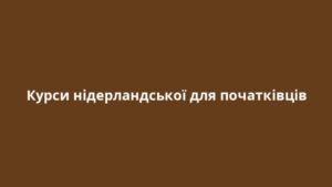 Курси нідерландської для початківців