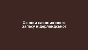 Основи словникового запасу нідерландської