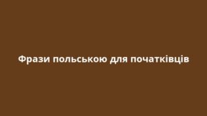 Фрази польською для початківців